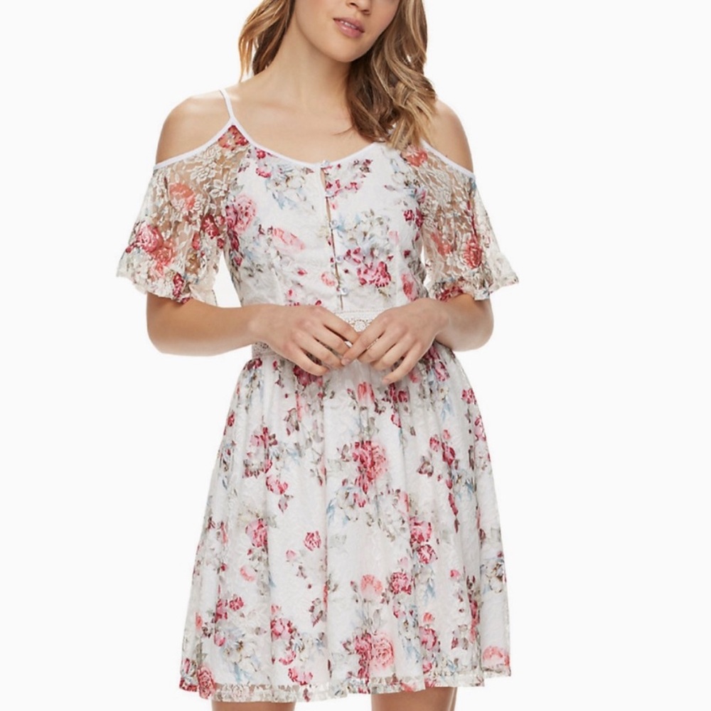 Disney Pink & White Floral Lace Dress, Medium, Beauty & the Beast Collection